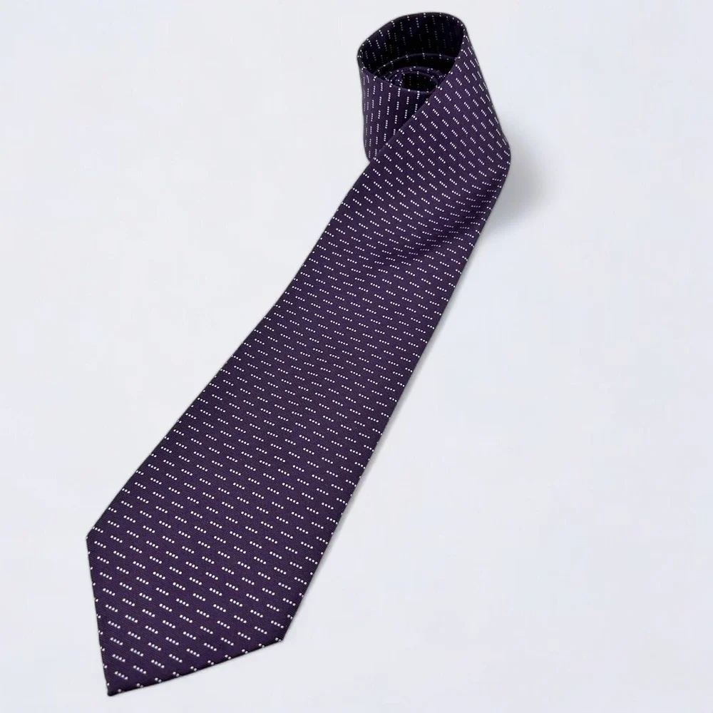 Jos A Bank Necktie Adult Purple Geometric Dash 100% Silk Classic Tie Formal